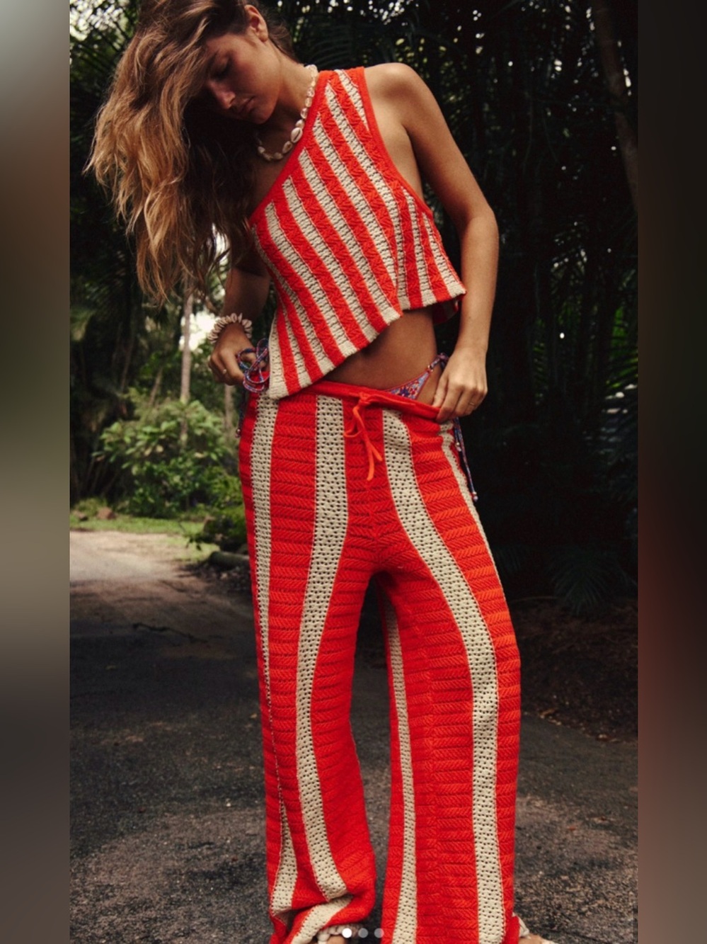 NEW FREE PEOPLE FREE-EST ORANGE TAN COMBO FREE-EST JOAN FAUXCHET PANTS TOP SET L